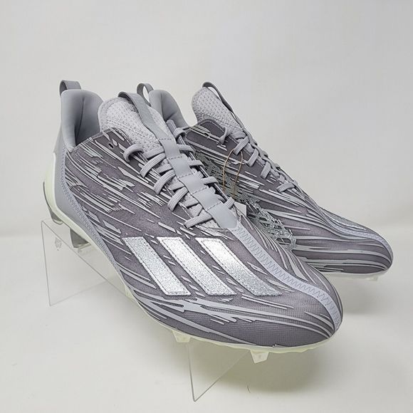 Adidas Football Cleats Mens 11.5 Grey Adizero Silver Metallic Logo 3 Stripes - Picture 1 of 8